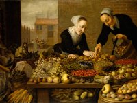 GG 1138  GG 1138, Floris Gerritsz. van Schooten (um 1580/88-1656), Obststand mit zwei Frauen, 1634, Leinwand, 100 x 151 cm : Früchte, Personen